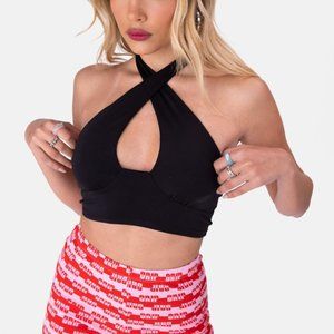 Black Wilson Wrap Halter Crop Top from Adika